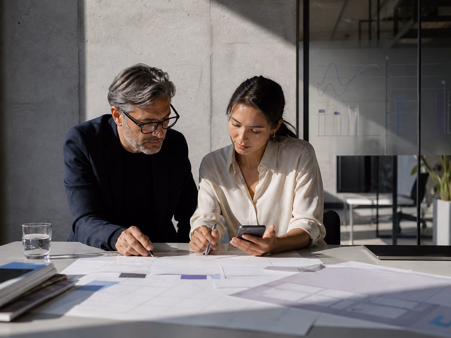 Especialistas revisando presupuesto, campaña y seguimiento de publicidad digital